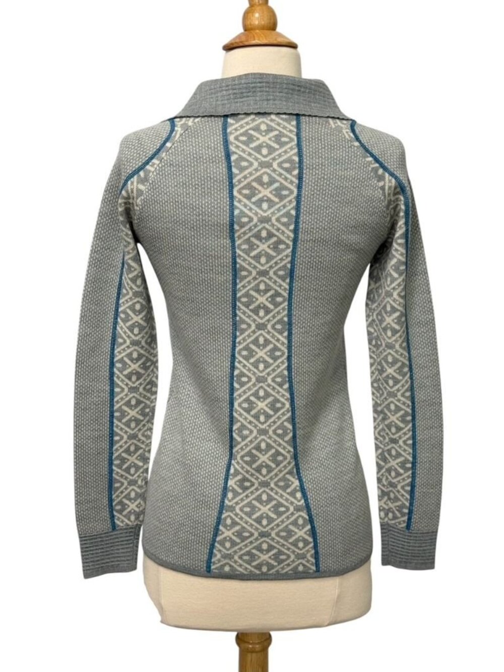 Smartwool Women's Full Zip Wool Sweater Jacket Gray Blue Merino Wool Size XS - Picture 5 of 11